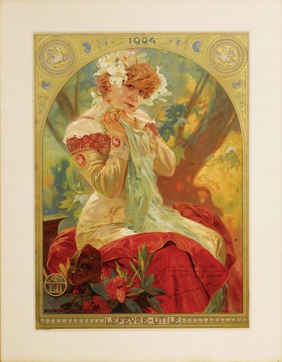 Plakat für Lefèvre-Utile. Sarah Bernhardt in der Rolle der Melissinde in La Princesse Lointaine von Alphonse Mucha