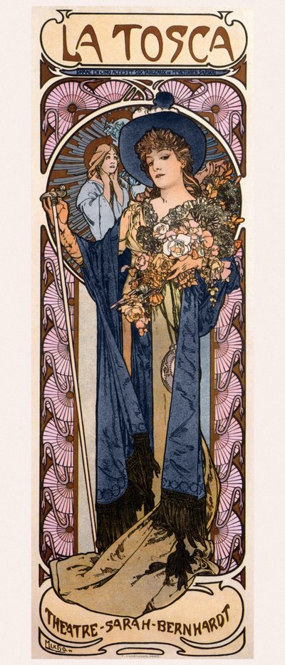 Plakat für Tosca mit Sarah Bernhardt, 1899 von Alphonse Mucha