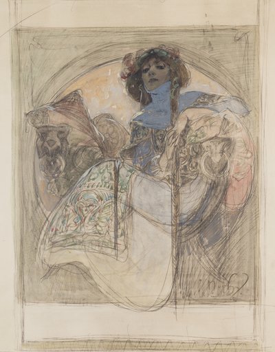 Sitzende Frau – Studie für ein Plakat, 1897 von Alphonse Mucha