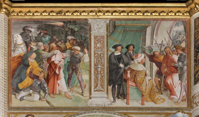Zentrales Kirchenschiff, Sechster südlicher Spann, Gefangennahme Jesu, Christus vor Kaiphas, Altobello Melon von Altobello Melone