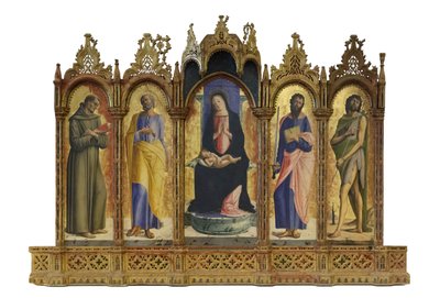 Madonna mit Kind auf dem Thron und den Heiligen Franziskus, Peter von Alvise Vivarini