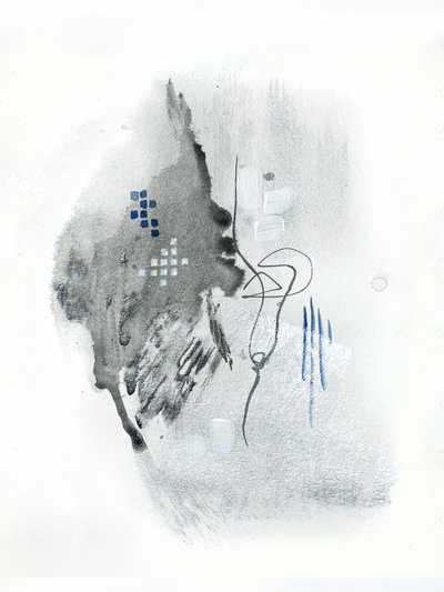 Abstraktes Flüssiges Grau Blau von Alyson Storms