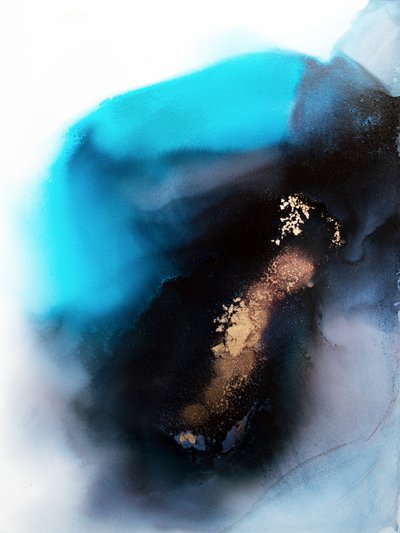 Türkis Gold Abstrakter Fluss von Alyson Storms