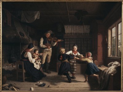 Sonntagabend in einem Bauernhaus in Dalarna von Amalia Lindegren