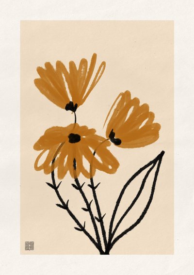 Warme abstrakte Blüten von Amaze Atelier