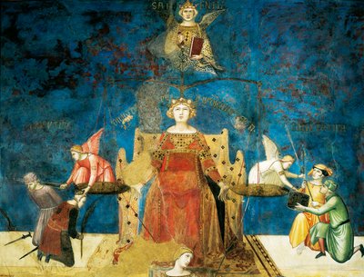Allegorie der guten Regierung, Weisheit und Gerechtigkeit (Detail) von Ambrogio Lorenzetti