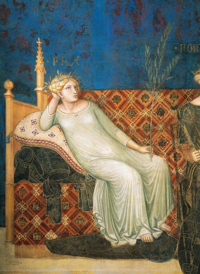 Allegorie der guten Regierung, Frieden (Detail) von Ambrogio Lorenzetti