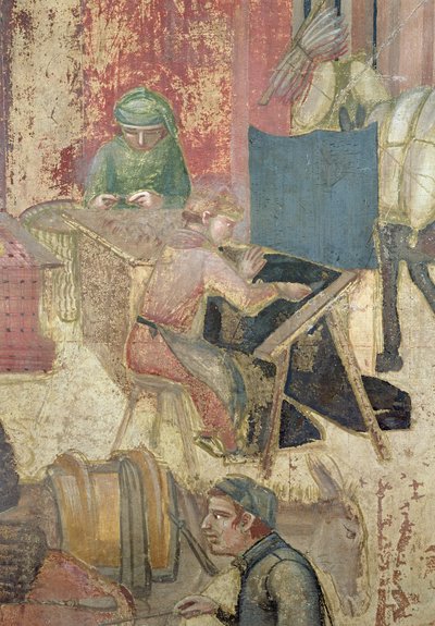 Auswirkungen der guten Regierung in der Stadt (Detail) von Ambrogio Lorenzetti