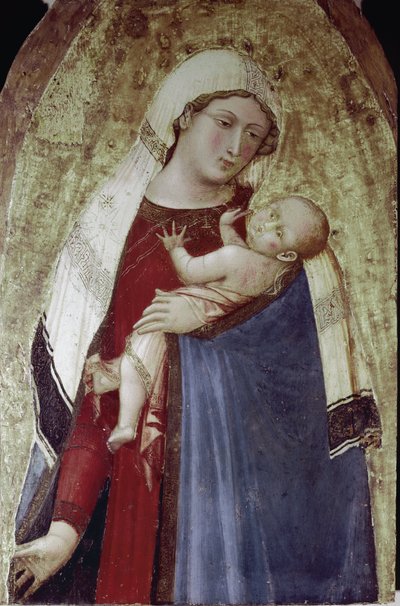 Die Jungfrau und das Jesuskind, zentraler Teil eines Polyptychons von Ambrogio Lorenzetti