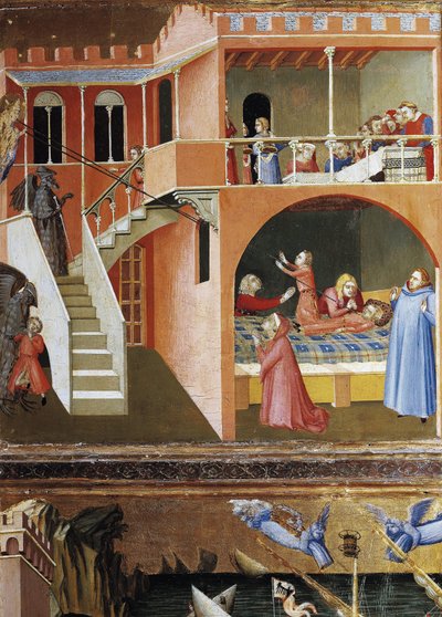 Die Auferstehung des toten Kindes. Szenen aus dem Leben des Heiligen Nikolaus von Ambrogio Lorenzetti
