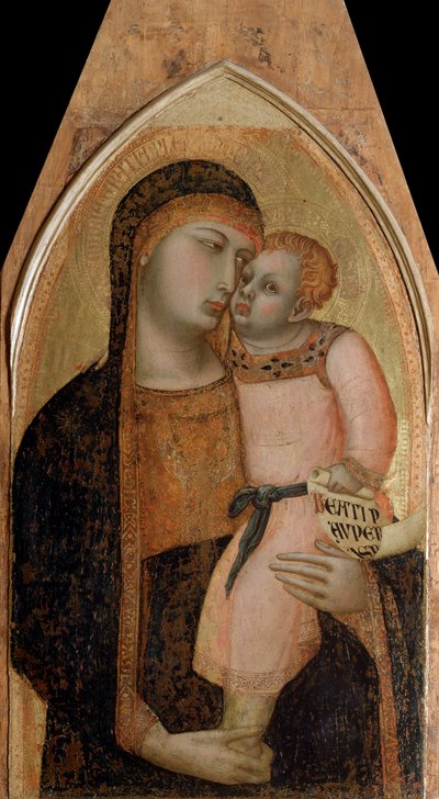 Jungfrau mit Kind (zentrales Panel des Polyptychons) von Ambrogio Lorenzetti