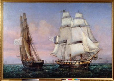 Rückkehr von der Insel Elba 28.02.1815 Napoleon I. an Bord des Schiffes „Die Unbeständige“ kreuzt den „Zephyr“ von Ambroise Louis Garneray