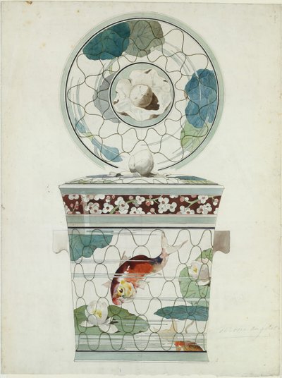 Entwurf für eine Abdeckschale im Service au Filet Fish Net Ware von Amédée de Caranza.