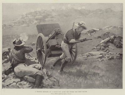 Ein Soldat bringt ein Maxim-Gewehr, nachdem die Pferde getötet wurden von Amedee Forestier