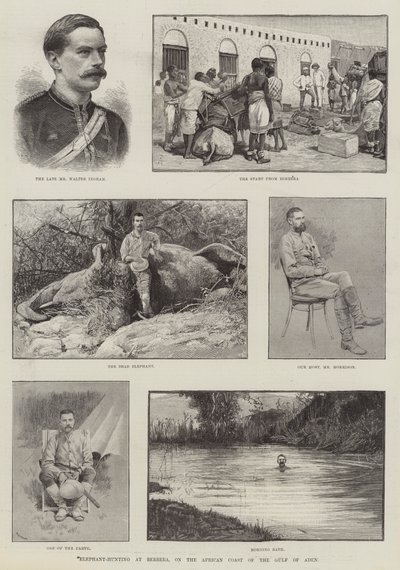 Elefantenjagd bei Berbera an der afrikanischen Küste des Golfs von Aden von Amedee Forestier