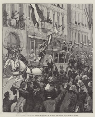 Prinz Bismarcks Besuch beim deutschen Kaiser, 26. Januar, Einzug in Berlin mit Prinz Heinrich von Preußen von Amedee Forestier