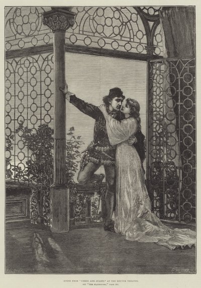 Szene aus Romeo und Julia, im Lyceum-Theater von Amedee Forestier