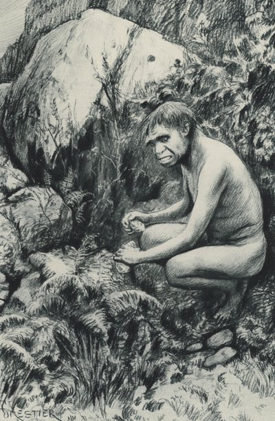 Der alte Bewohner des alten Plateaus, vielleicht vor zehntausend Jahrhunderten von Amedee Forestier