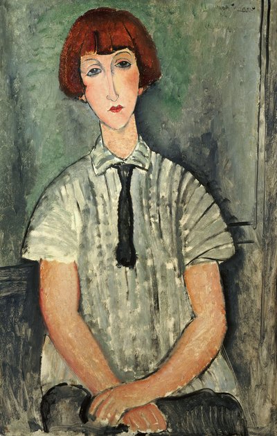 Junges Mädchen mit gestreifter Bluse von Amedeo Modigliani
