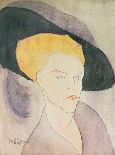 Kopf einer Frau mit Hut, 1907 von Amedeo Modigliani