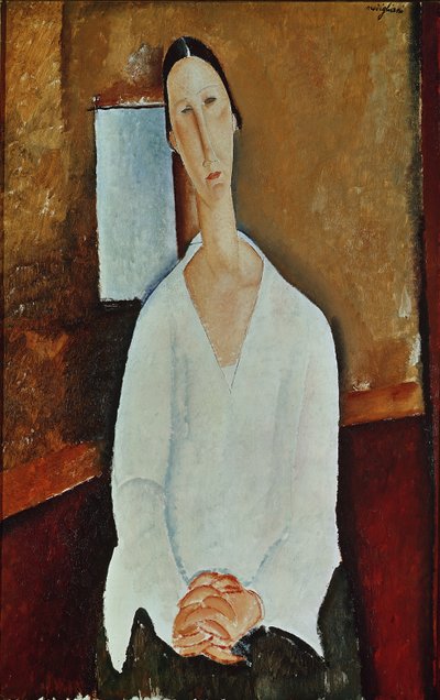 Madame Zborowska mit gefalteten Händen, ca. 1917 von Amedeo Modigliani