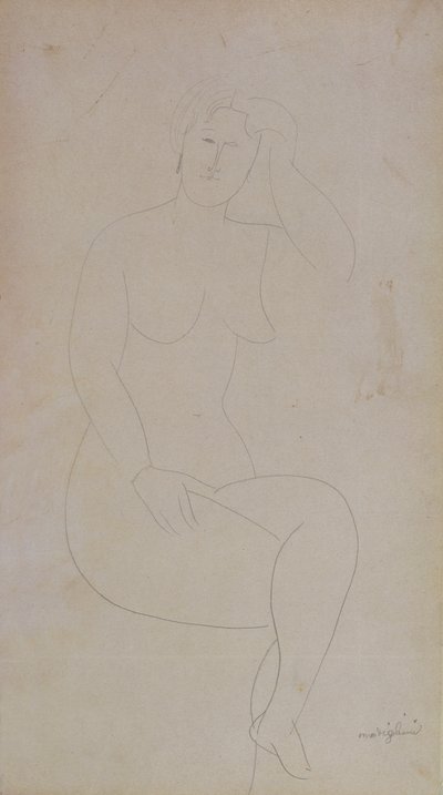 Nacktes stehendes Mädchen (Beine gekreuzt) von Amedeo Modigliani