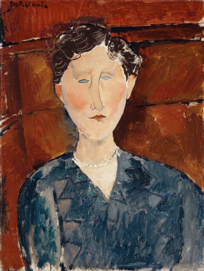 Porträt einer Frau in einer blauen Bluse, ca. 1916 von Amedeo Modigliani
