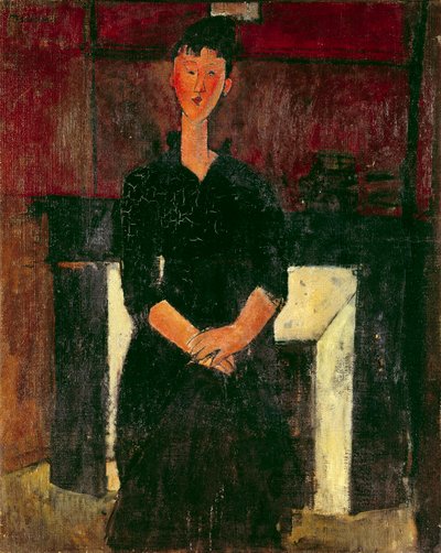 Porträt eines Mädchens vor dem Kamin von Amedeo Modigliani
