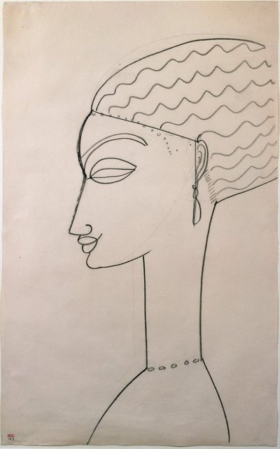 Profil einer Frau. Zeichnung von Amedeo Modigliani (1884-1920), 1910-1911 von Amedeo Modigliani