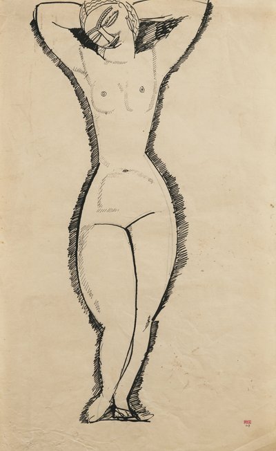Stehender Akt mit erhobenen Armen (Anna Achmatowa) von Amedeo Modigliani