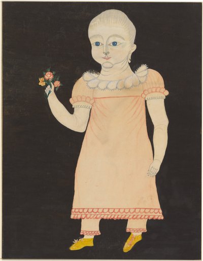 Baby im rosa Kleid mit Rosen von American 19th Century
