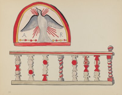 Tafel 10: Heiliger Geist Lunette: Aus dem Portfolio "Spanische Kolonialdesigns von New Mexico" von American 20th Century