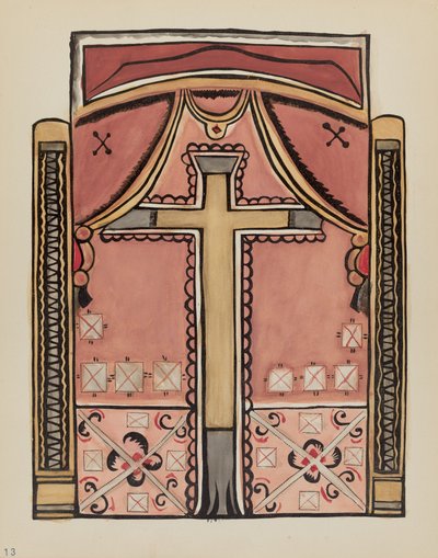 Tafel 13: Designs mit Kreuz, Chimayo: Aus dem Portfolio "Spanische Kolonialdesigns von New Mexico" von American 20th Century