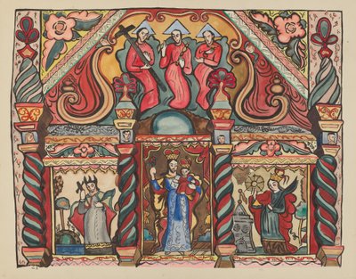 Tafel 21: Hauptaltar: Aus dem Portfolio "Spanische Kolonialdesigns von New Mexico" von American 20th Century
