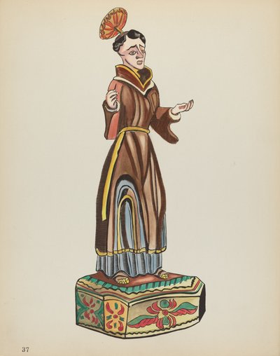 Tafel 37: Heiliger Antonius: Aus dem Portfolio "Spanische Kolonialdesigns von New Mexico" von American 20th Century