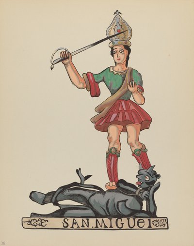 Tafel 38: St. Michael: Aus dem Portfolio "Spanische Kolonialdesigns von New Mexico" von American 20th Century