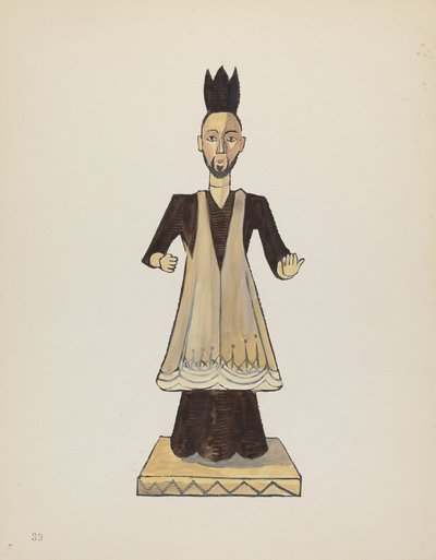 Tafel 39: St. Johannes Nepomuk Bulto: Aus dem Portfolio "Spanische Kolonialdesigns von New Mexico" von American 20th Century