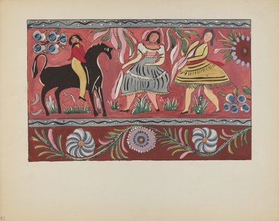 Tafel 42: Bemaltes Truhendesign: Aus dem Portfolio "Spanische Kolonialdesigns von New Mexico" von American 20th Century