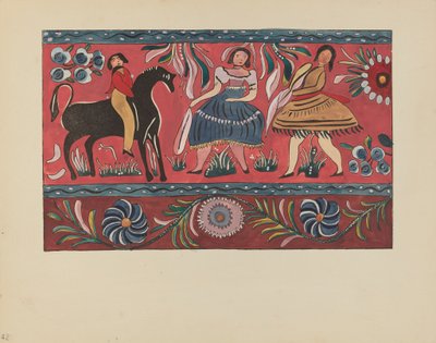 Tafel 42: Bemaltes Truhendesign: Aus dem Portfolio "Spanische Kolonialdesigns von New Mexico" von American 20th Century