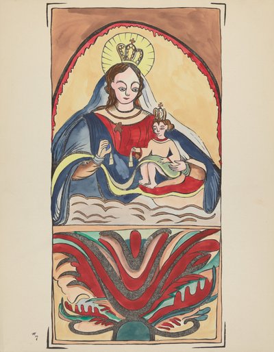 Tafel 7: Unsere Liebe Frau vom Berg Karmel: Aus dem Portfolio "Spanische Kolonialdesigns von New Mexico" von American 20th Century