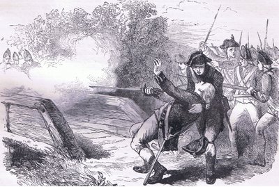 Tod von Isaac Davis, Illustration aus Cassells Geschichte der Vereinigten Staaten, veröffentlicht von Cassell, Petter & Galpin, ca. 1900 (Lithografie) von American English school