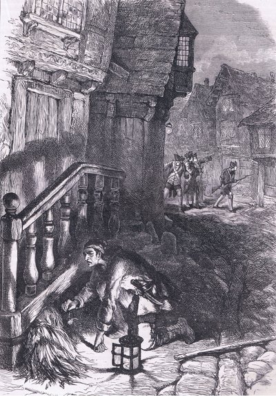 Erkennung eines Brandstifters, Illustration aus Cassells Geschichte der Vereinigten Staaten, veröffentlicht von Cassell, Petter & Galpin, um 1900 (Lithographie) von American English school