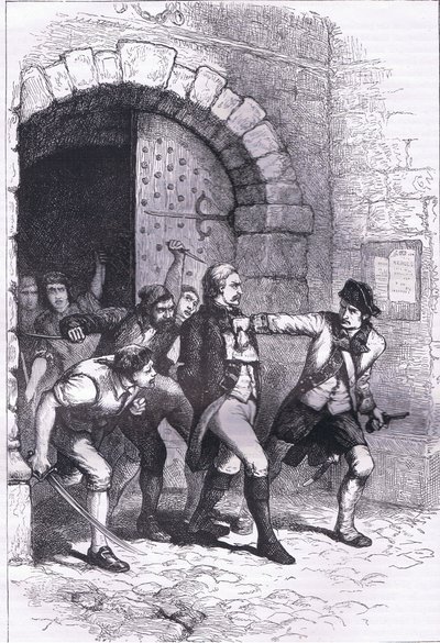 Huddy wird aus dem Gefängnis geführt, um gehängt zu werden, Illustration aus Cassells Geschichte der Vereinigten Staaten, veröffentlicht von Cassell, Petter & Galpin, ca. 1900 (Lithografie) von American English school