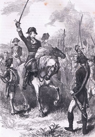 Die Verlesung der Unabhängigkeitserklärung an die Armee (Illustration aus Cassells Geschichte der Vereinigten Staaten) von American English school