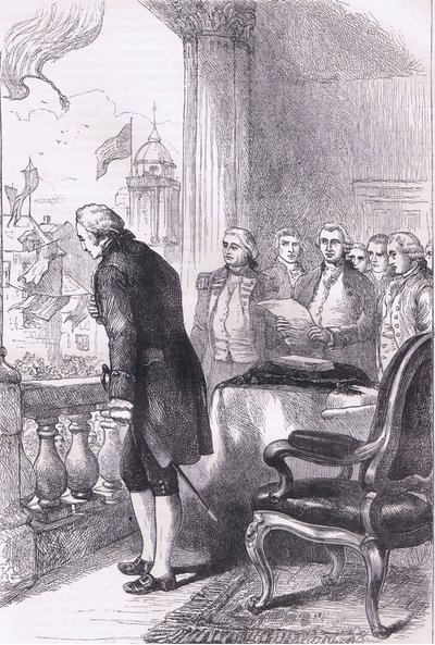 Die Installation von Washington, Illustration aus Cassells Geschichte der Vereinigten Staaten, veröffentlicht von Cassell, Petter & Galpin, ca. 1900 (Litho) von American English school