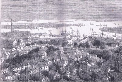 Ansicht von Boston von Bunkers Hill, Illustration aus Cassells Geschichte der Vereinigten Staaten, veröffentlicht von Cassell, Petter & Galpin, ca. 1900 (Lithografie) von American English school