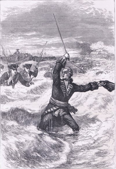 Wolfe landet in Louisburg, Illustration aus Cassells Geschichte der Vereinigten Staaten, veröffentlicht von Cassell, Petter & Galpin, ca. 1900 von American English school