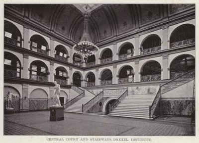 Philadelphia: Zentraler Hof und Treppen, Drexel Institute (s/w Foto) von American Photographer (after)
