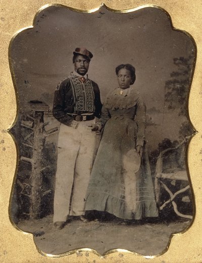 Feuerwehrmann und Braut, ca. 1860 von American Photographer