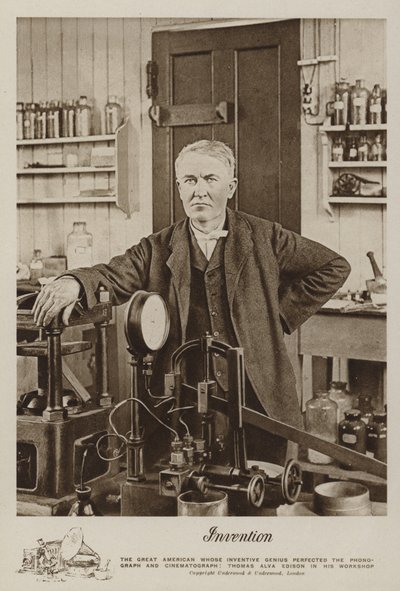 Erfindung, Thomas Alva Edison in seiner Werkstatt von American Photographer
